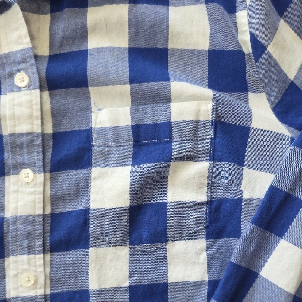 J. Crew Men's Blue and White Plaid Shirt - Picture 6 of 6